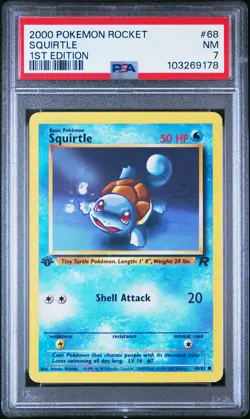 2000 POKEMON ROCKET 1ST ED #68 SQUIRTLE PSA 7 - Image 1
