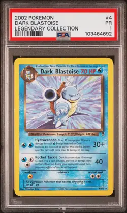 2002 POKEMON LEGENDARY COLLECTION #4 DARK BLASTOISE PSA 1 - Image 1