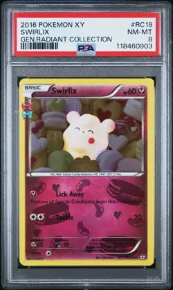 PSA 8 Mint Swirlix Radiant Collection 2016 Pokemon XY Generations #RC19 - Image 1