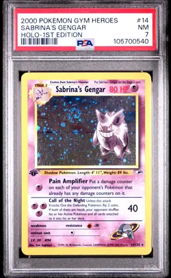 2000 POKEMON GYM HEROES HOLO-1ST EDITION #14 SABRINA'S GENGAR PSA 7 - Image 1
