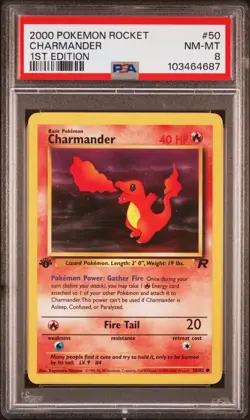 2000 POKEMON ROCKET 1ST ED #50 CHARMANDER PSA 8 - Image 1