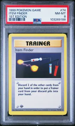 1999 POKEMON BASE SET 1ST EDITION #74 ITEM FINDER PSA 8 - Image 1