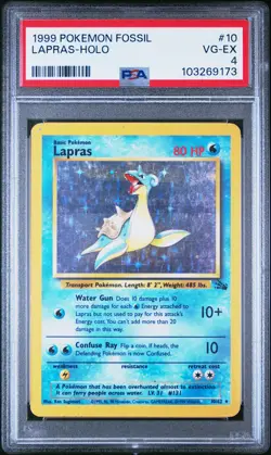 1999 POKEMON FOSSIL #10 LAPRAS-HOLO PSA 4 - Image 1