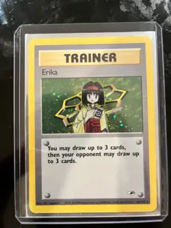 Erika 16/132 Holo Rare Gym Heroes Pokemon Card MP SWIRL- Vintage Holo - Image 1