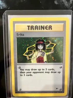 Erika 16/132 Holo Rare Gym Heroes Pokemon Card MP SWIRL- Vintage Holo - Image 2