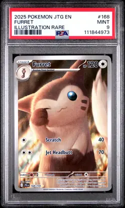 2025 POKEMON JTG EN-JOURNEY TOGETHER ILLUSTRATION RARE #168 FURRET PSA 9 - Image 1