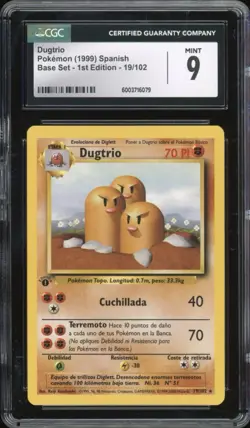 1999 Pokemon SPANISH 1st Edition Base Set Dugtrio 19/102 CGC 9 MINT - Image 1
