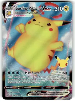 Surfing Pikachu VMAX - 009/025 - Ultra Rare NM, English Pokemon Celebrations - Image 1