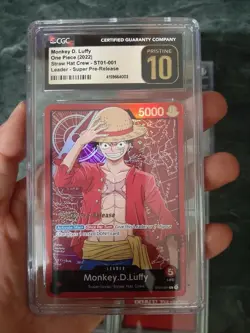 One Piece Monkey D Luffy Super Pre-Release ST01-001 CGC Pristine 10 + Other Card - Image 5