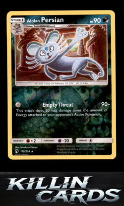 Reverse Holofoil Alolan Persian 119/214 Pokemon Rare SM - Lost Thunder Card NM - Image 1