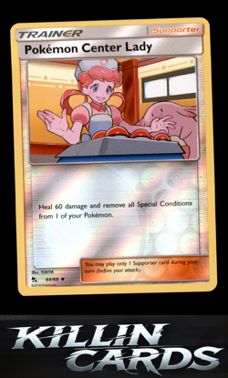 Reverse Holofoil Pokemon Center Lady 64/68 Pokemon Uncommon Hidden Fates Card NM - Image 1