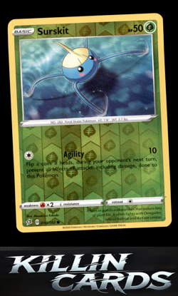 Reverse Holofoil Surskit 010/192 Pokemon Common SWSH02: Rebel Clash Card NM - Image 1