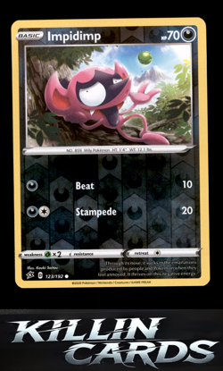 Reverse Holofoil Impidimp 123/192 Pokemon Common SWSH02: Rebel Clash Card NM - Image 1