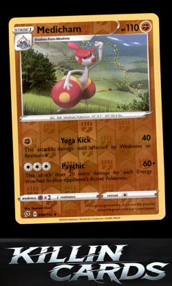 Reverse Holofoil Medicham 098/192 Pokemon Uncommon SWSH02: Rebel Clash Card NM - Image 1