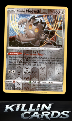 Reverse Holofoil Galarian Meowth 126/192 Pokemon Common SWSH02: Rebel Clash Card - Image 1