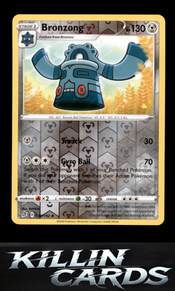 Reverse Holofoil Bronzong 130/192 Pokemon Uncommon SWSH02: Rebel Clash Card NM - Image 1