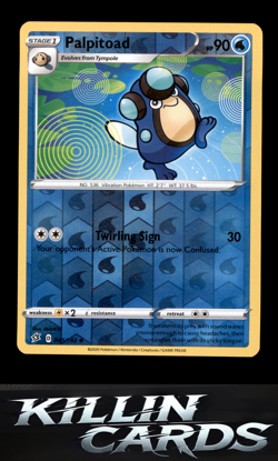 Reverse Holofoil Palpitoad 045/192 Pokemon Uncommon SWSH02: Rebel Clash Card NM - Image 1