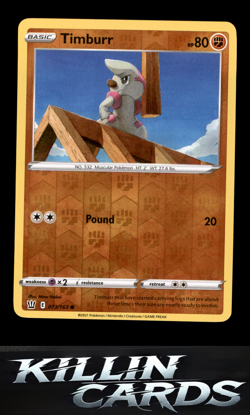 Reverse Holofoil Timburr 073/163 Pokemon Common SWSH05: Battle Styles Card NM - Image 1