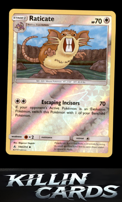 Reverse Holofoil Raticate 144/214 Pokemon Uncommon SM - Unbroken Bonds Card NM - Image 1