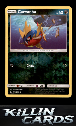 Reverse Holofoil Carvanha 110/214 Pokemon Common SM - Unbroken Bonds Card NM - Image 1