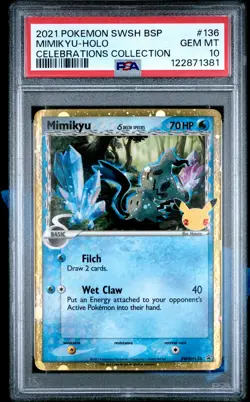 PSA 10 - Mimikyu Delta Species SWSH136 Celebrations Black Star Promo - Pokemon - Image 1