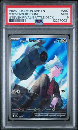 PSA 9 - Steven's Beldum SVP207 Illustration Rare SV Rival Battle Deck - Pokemon - Image 1