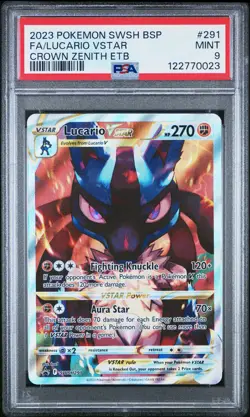 PSA 9 - Lucario VSTAR SWSH291 Crown Zenith Elite Trainer Box Promo - Pokemon - Image 1