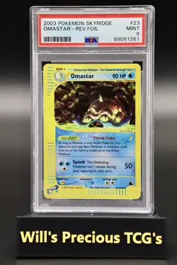 PSA 9 Omastar 23/144 Skyridge 2003 Reverse Holo Pokemon Card E-Series WOTC - Image 1