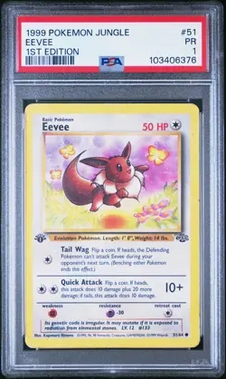 1999 POKEMON JUNGLE 1ST ED #51 EEVEE PSA 1 - Image 1