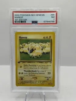 2000 Pokemon Neo Genesis 1st Edition 65/111 Mareep PSA 7 - Image 1