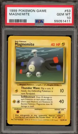 Pokemon Magnemite Base Set Unlimited #53 PSA 10 Gem Mint - Image 1