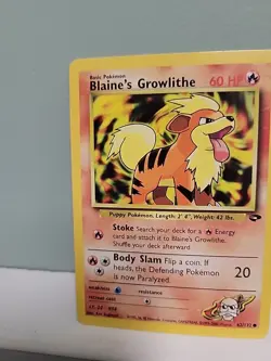 Pokemon TCG Blaine's Growlithe 62/132 Gym Challenge Unlimited NM - Image 2
