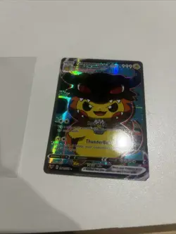 Pokemon TCG Greymon Poncho Pikachu VCOS Cosplay Custom Full Art Shiny Holo Card - Image 1