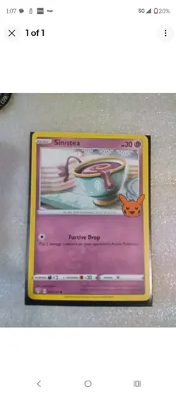 Sinistea 82/189 (Trick or Trade Stamped) Darkness Ablaze Common Pokemon Card NM - Image 1