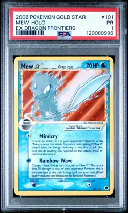 2006 Pokemon Mew Gold Star Holo EX Dragon Frontiers #101 PSA 1 - Image 1
