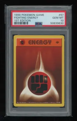 POKEMON 1st Edition Shadowless Base Set FIGHTING ENERGY 97/102 PSA 10 GEM MINT - Image 1