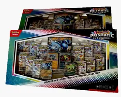 2 X POKEMON Prismatic Evolutions Lucario/Tyranitar Premium Collection Set SEALED - Image 1