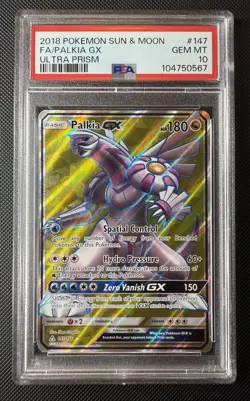 PSA 10 PALKIA GX 147 ULTRA PRISM FULL ART SUN MOON 2018 POKEMON - Image 1
