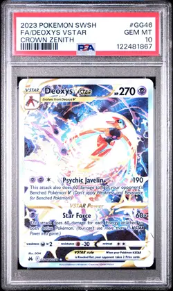 2023 POKEMON SWORD & SHIELD CROWN ZENITH #GG46 FULL ART/DEOXYS VSTAR PSA 10 - Image 1