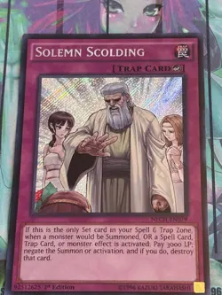 Yugioh 1x Solemn Scolding NECH-EN079 The New Challengers Secret Rare 1st Ed NM - Image 1