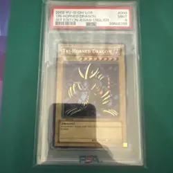 YuGiOh 1st Edition PSA 9 Mint LOB-000 Tri-Horned Dragon Asian-English Pop Low! - Image 1