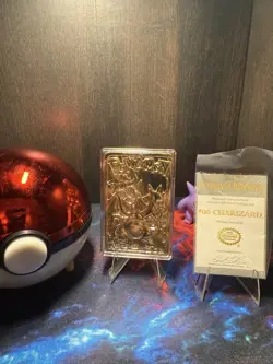 Pokemon Cards 23K Gold Plated CHARIZARD Trading Card 1999 Burger King Ball - - Image 3