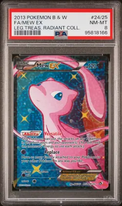 2013 POKEMON B&W LEGEND TREASURES RADIANT COLL #RC24 FULL ART/MEW EX PSA 8 - Image 1