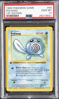 1999 POKEMON BASE SET 1ST EDITION #59 POLIWAG PSA 10 - Image 1
