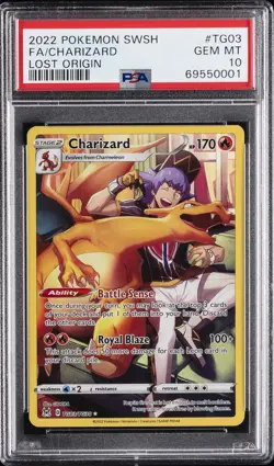 2022 POKEMON SWORD & SHIELD LOST ORIGIN #TG03 FULL ART/CHARIZARD PSA 10 - Image 1