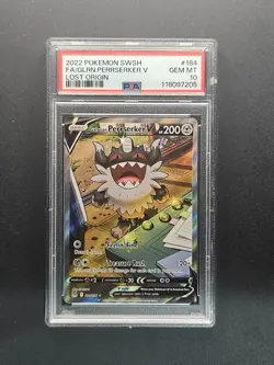 PSA 10 GEM MINT 2022 Pokemon Galarian Perrserker V 184/196 Lost Origin Alt Art - Image 1