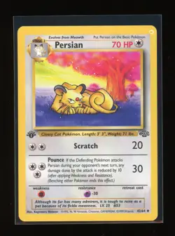 POKEMON 1st Edition Jungle PERSIAN 42/64 Uncommon INK PRINT ERROR White Circle - Image 1