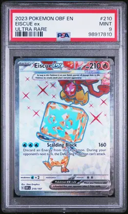 2023 POKEMON OBF EN-OBSIDIAN FLAMES ULTRA RARE #210 EISCUE EX PSA 9 - Image 1