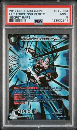 Dragon Ball Super Card BT2-123 SCR Ultimate Force SSB Vegito PSA 9 - Image 1