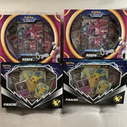 Pokemon TCG: 2x Hoopa V Box & 2x Pokemon Pikachu V box - New and Sealed - Image 1